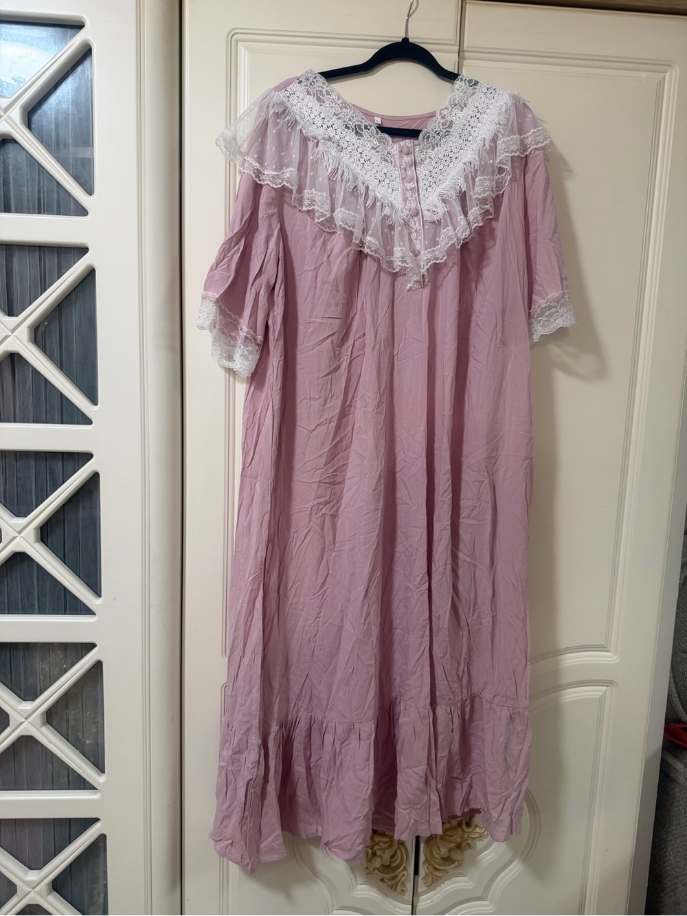 Women's Lace-Trim Pink Nightgown